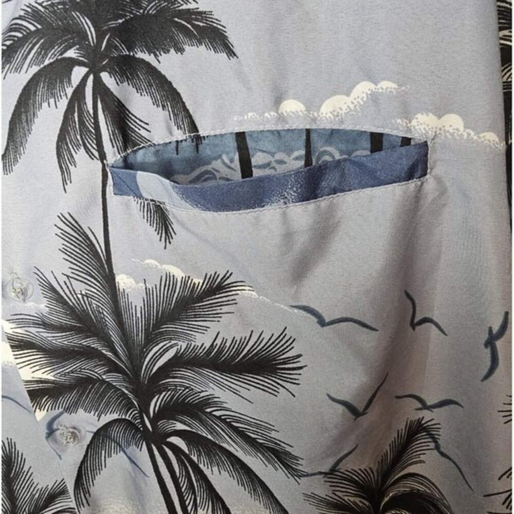 Vtg Hawaiian Shirt Mens XXL Multicolor Blue Palm Tree Short Sleeve - Picture 4 of 7